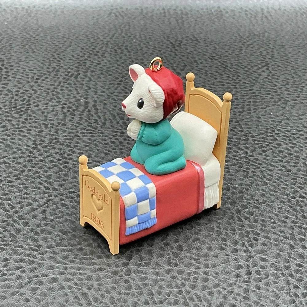 Vintage 1996 Hallmark Keepsake Godchild Mouse Ornament Christmas W Box